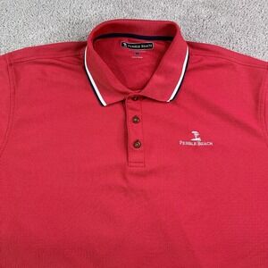 Pebble Beach Golf Polo Shirt Mens 2XL XXL Red Performance Course Logo Golfing
